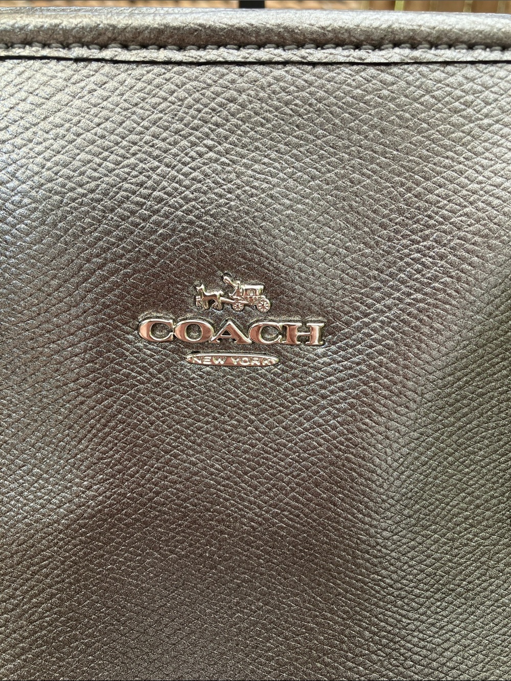 Coach Metallic Pewter Silver City Zip Top Tote F16224 - Picture 2 of 12